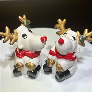 Vintage 70’s Curious Reindeer Ceramic Salt and Pepper Shakers